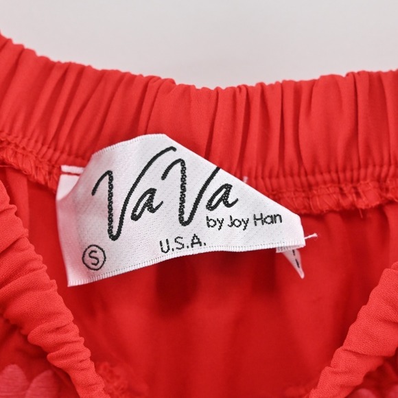 VAVA Joy Han Womens Embroidered Jumpsuit Size S Red Wide Leg Off Shoulder Floral - Picture 9 of 16